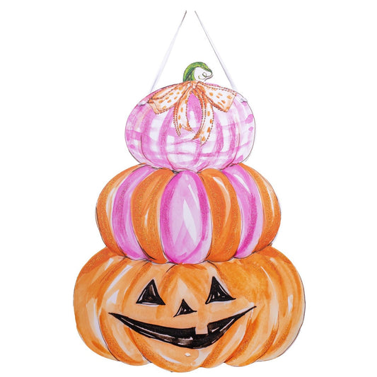 Pink Pumpkin Stack Door Hanger