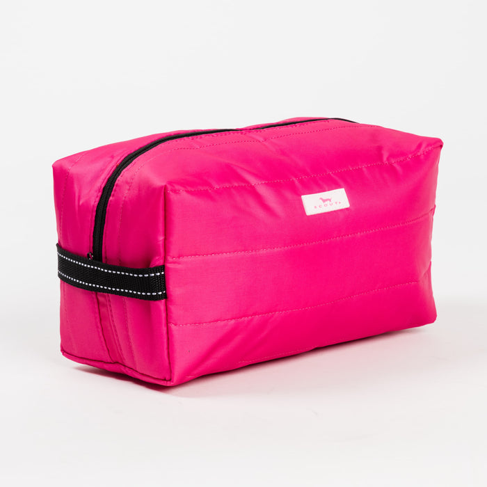Dopp Till You Drop | Toiletry Bag | Pink Puffer with Orange Interior