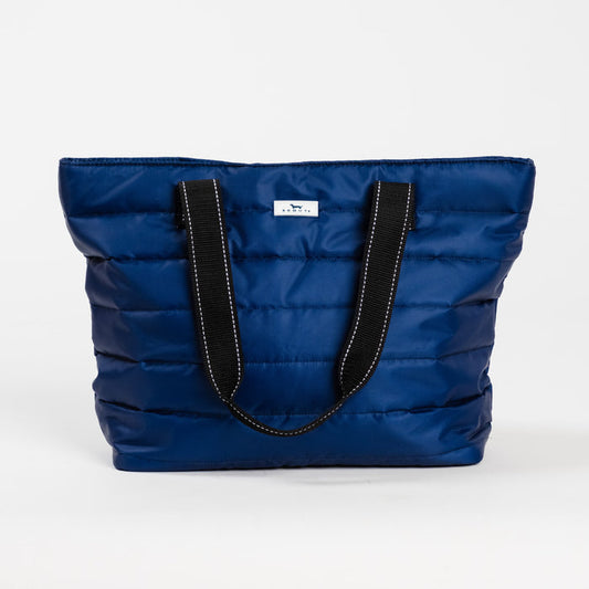 Layover Tote | Medium | Navy Puffer with Pink Interior
