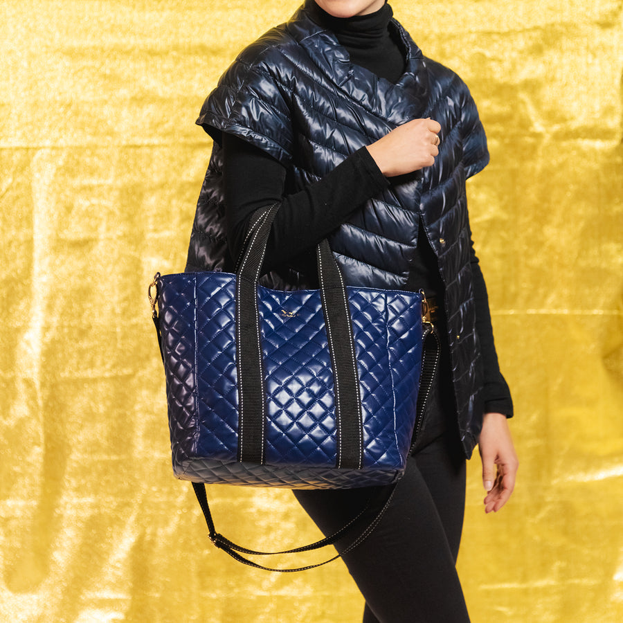 On the Clock | Tote Bag | Navy Quilted