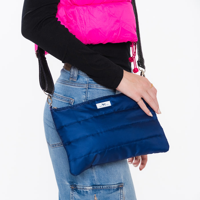 Triple Advisor | 3-in-1 Travel Bag | Navy Puffer with Pink Interior