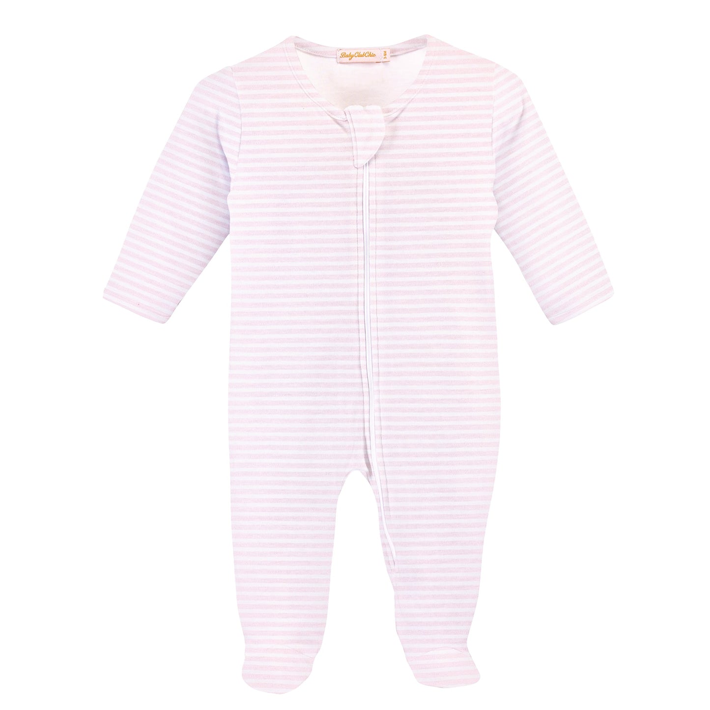 Printed Zipped Footie | Pink Stripes