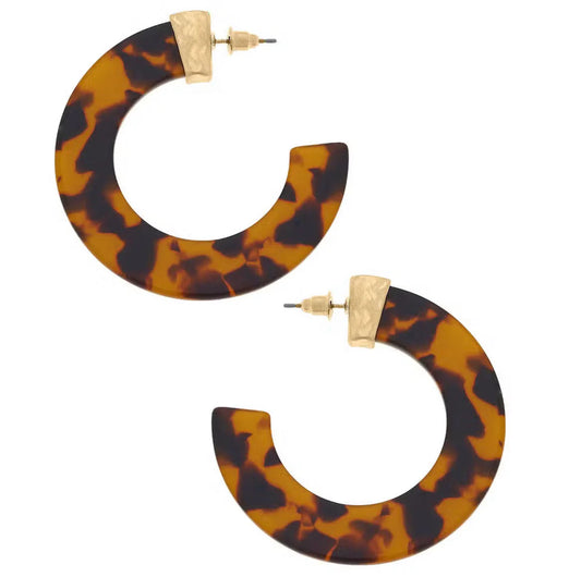 Josie Resin Hoop Earrings in Tortoise