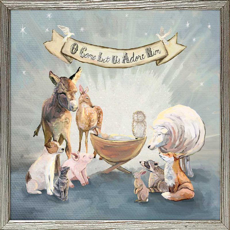 O Come Let Us Adore Him, Embellished Mini Framed Canvas