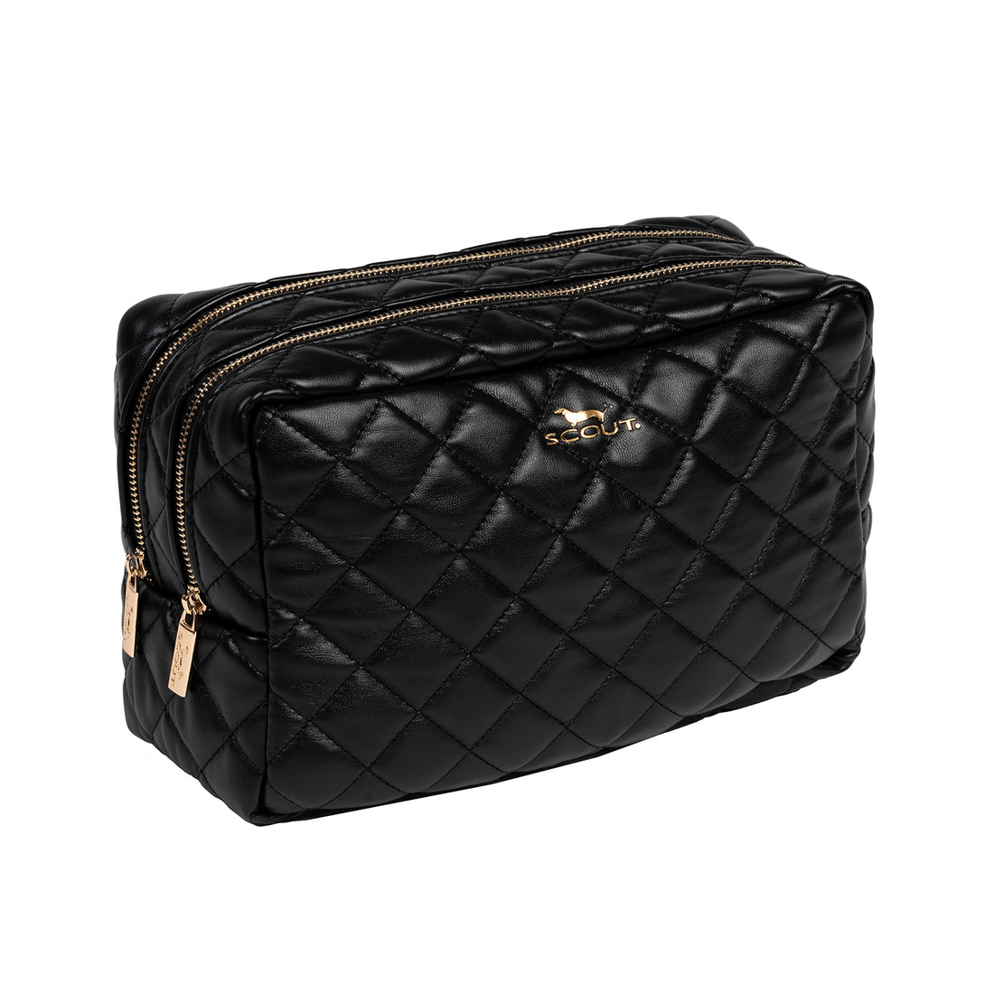 2-Way Toiletry Bag | Black Quilted