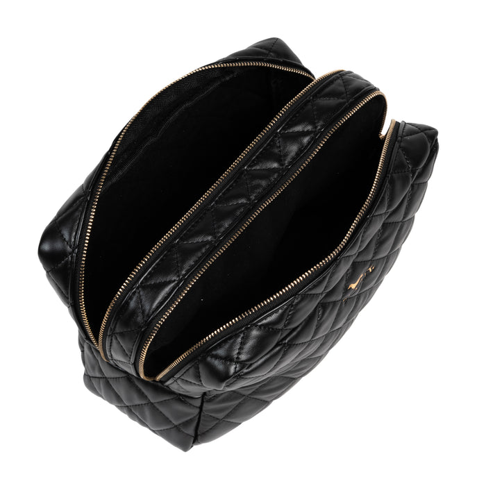 2-Way Toiletry Bag | Black Quilted