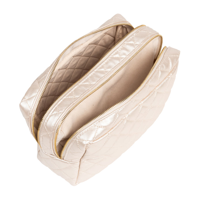 2-Way Toiletry Bag | Champagne Quilted