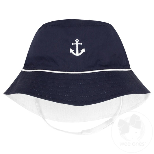 Reversible Boys Bucket Hat with Strap | Anchor