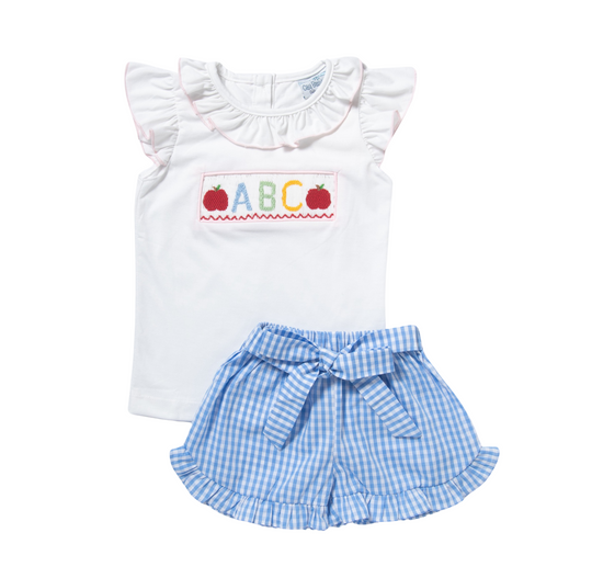 Smocked ABC and Apple Short Set