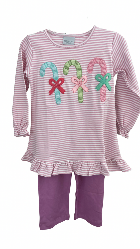 Pastel Candy Canes Shirt w/ Pants Set