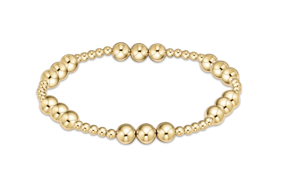 Honesty Joy Pattern 6mm Bead Bracelet - Gold