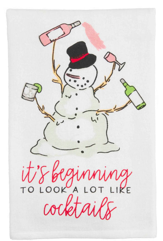 Snowman Xmas Drinking Towel