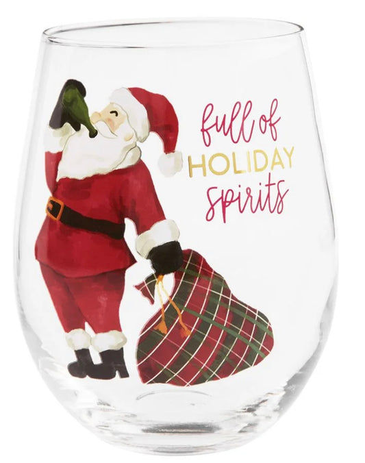 Santa Drinking Wine Glass