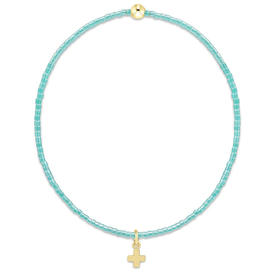 Hope Classic Sea Glass Bracelet | Signature Cross Small Gold Charm