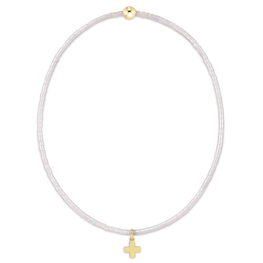 Hope Classic Silky White Bracelet | Signature Cross Small Gold Charm