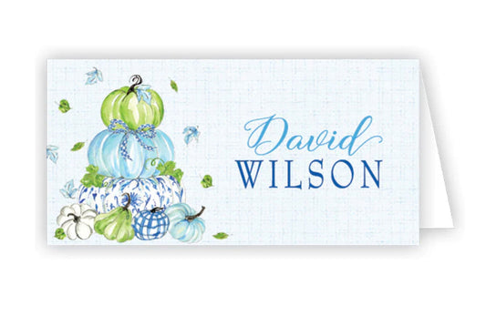 Placecard - Blue Chinoiserie Pumpkin Stack