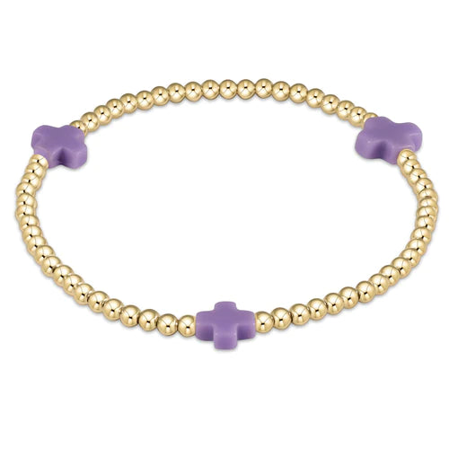 egirl | Signature Cross 3mm Bracelet Gold | Purple