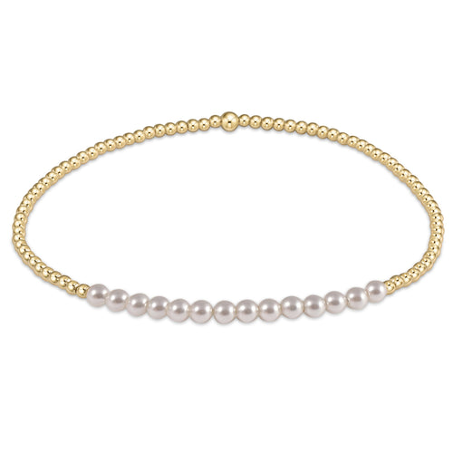 Gold Bliss 2mm Bead Bracelet -  Pearl