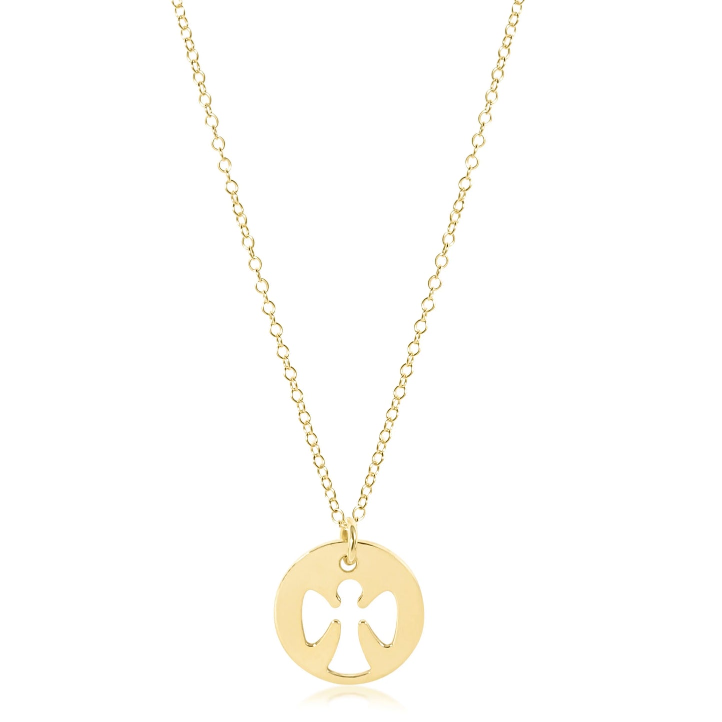 16" Necklace Gold - Guardian Angel Gold Disc