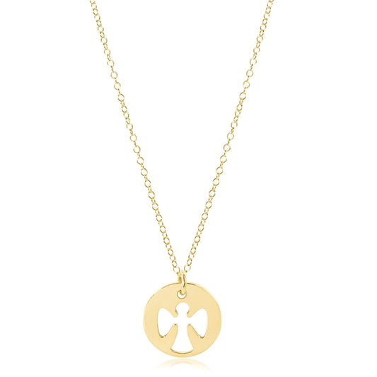 16" Necklace Gold - Guardian Angel Gold Disc