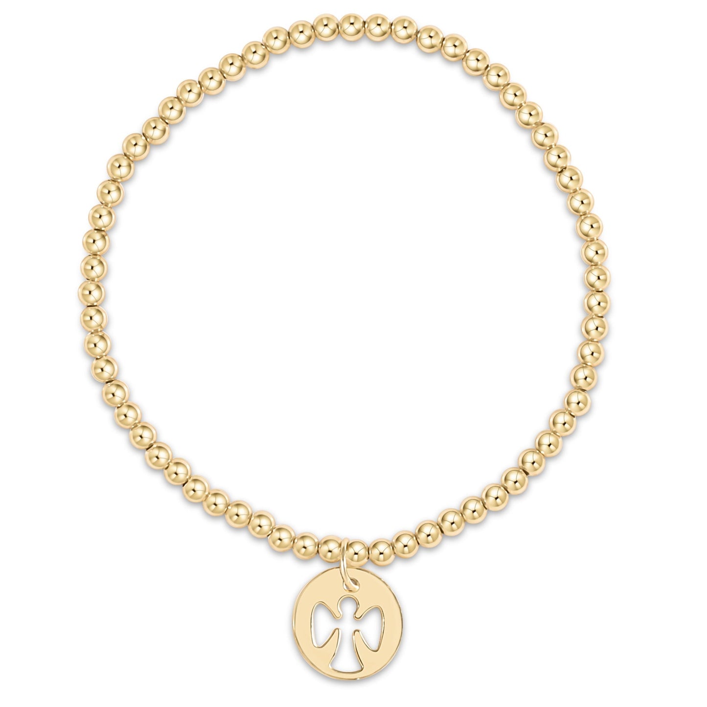 Extends | Classic Gold 3mm Bead Bracelet | Guardian Angel Gold Disc
