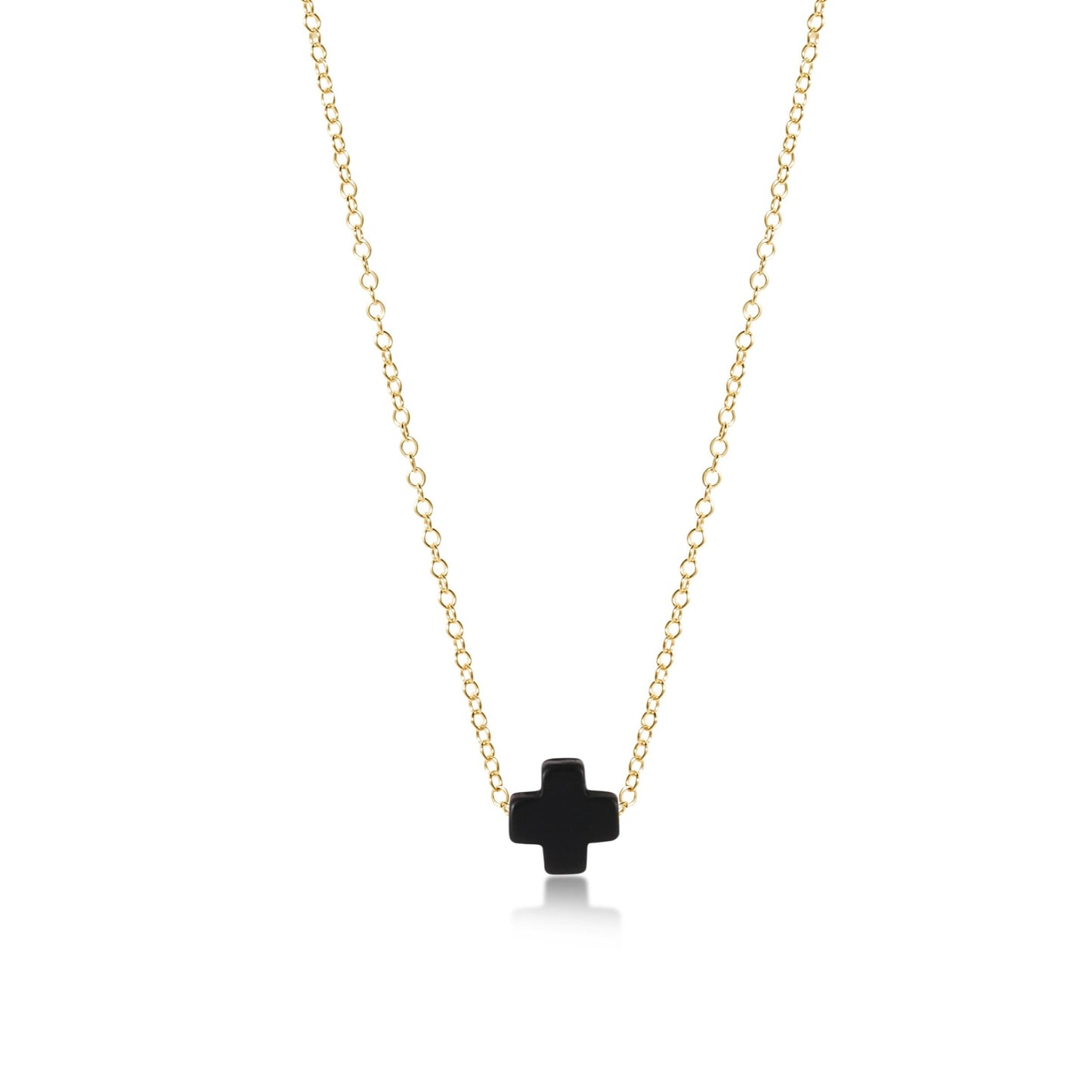 16" Necklace Gold | Signature Cross | Onyx