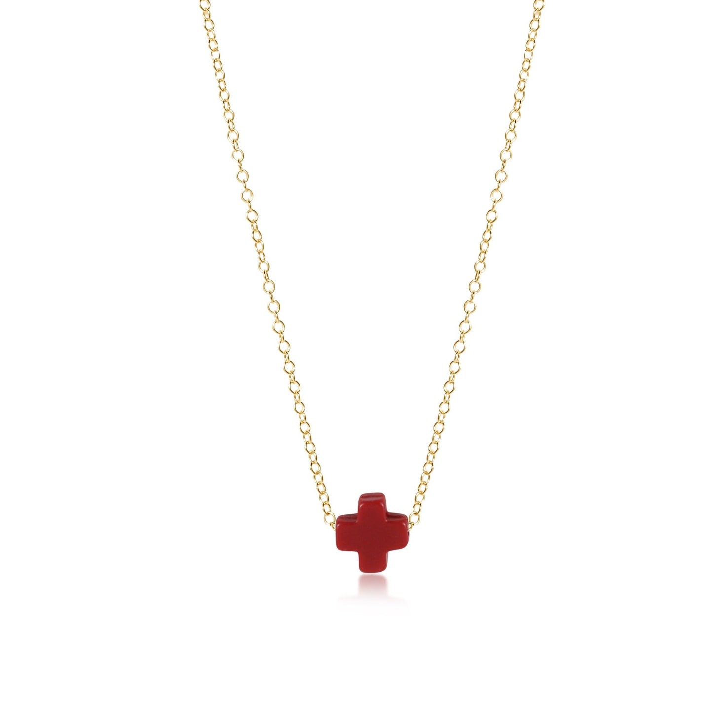 16" Necklace Gold | Signature Cross | Red