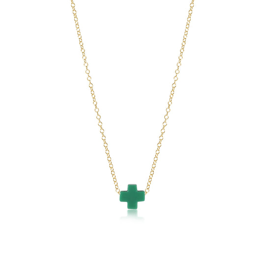 egirl | 14" Necklace Gold | Signature Cross Small Emerald