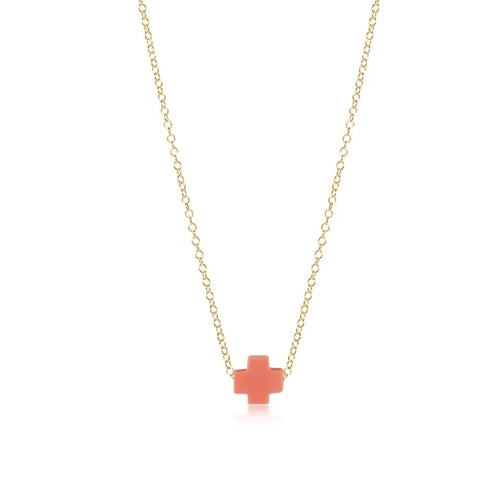 16" Necklace Gold Signature Cross Small | Coral