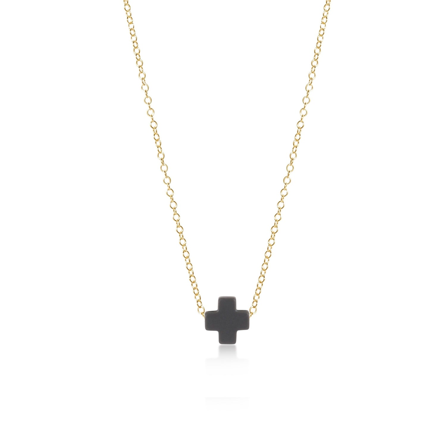 16" Necklace Gold | Signature Cross | Charcoal