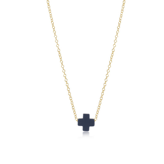 egirl | 14" Necklace Gold | Signature Cross Small Navy