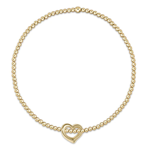 egirl Classic Gold 2mm Bead Bracelet - Love Small Gold Charm