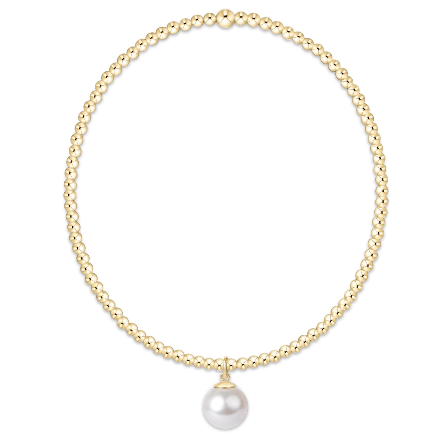 Classic Gold 2mm Bracelet | Classic Pearl 8mm Charm