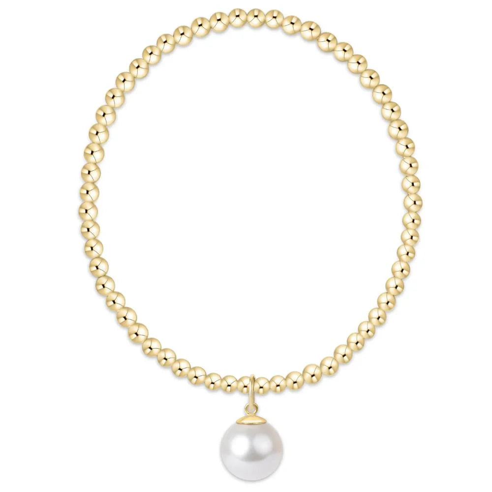 Classic Gold 3mm Bracelet | Classic Pearl 10mm Charm