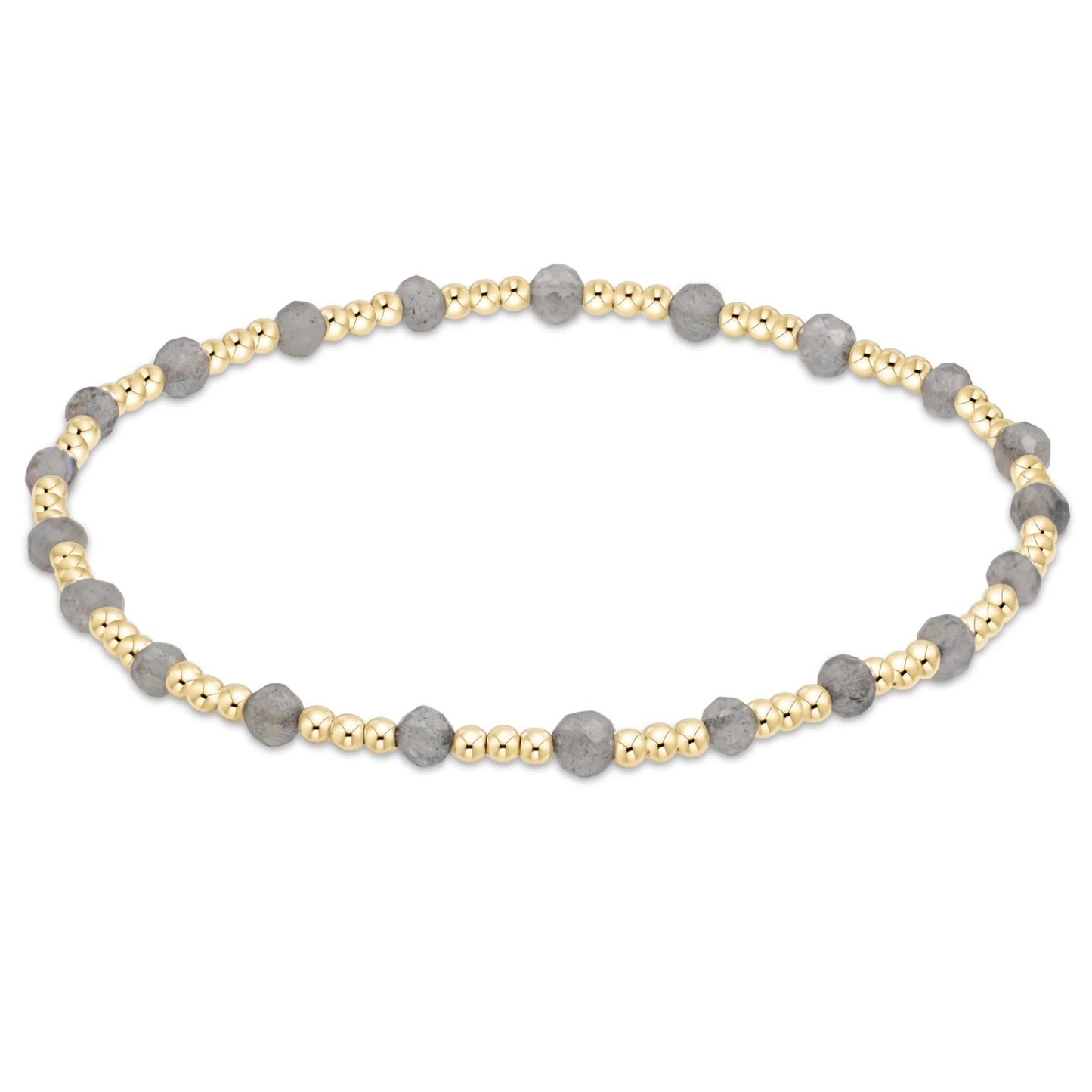 Extends | Gemstone Gold Sincerity Pattern 3mm Bead Bracelet | Labradorite