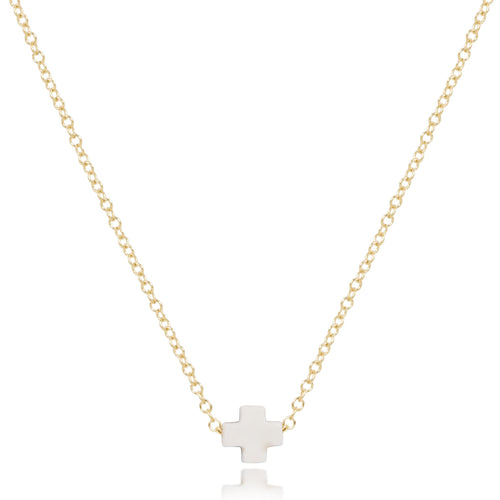 16" Necklace Gold | Signature Cross Small | Off-White
