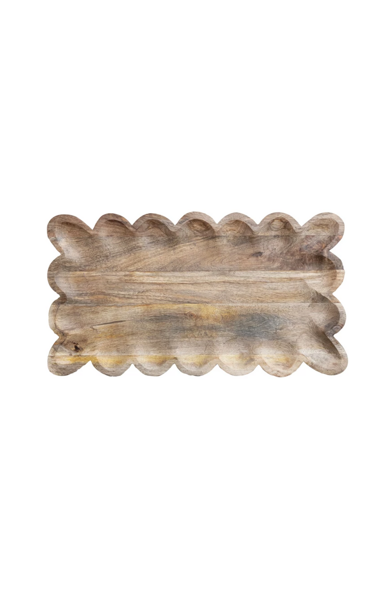 Mango Wood Tray | Scalloped Edge