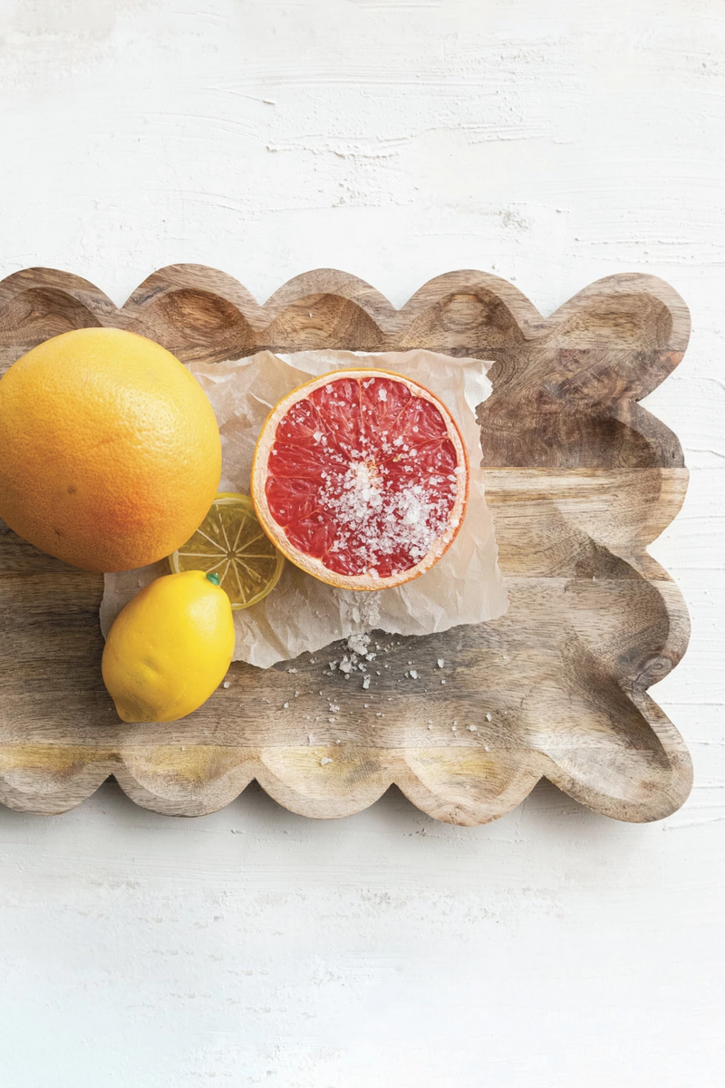 Mango Wood Tray | Scalloped Edge