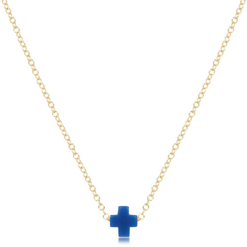 16" Necklace Gold Signature Cross Small | Cobalt