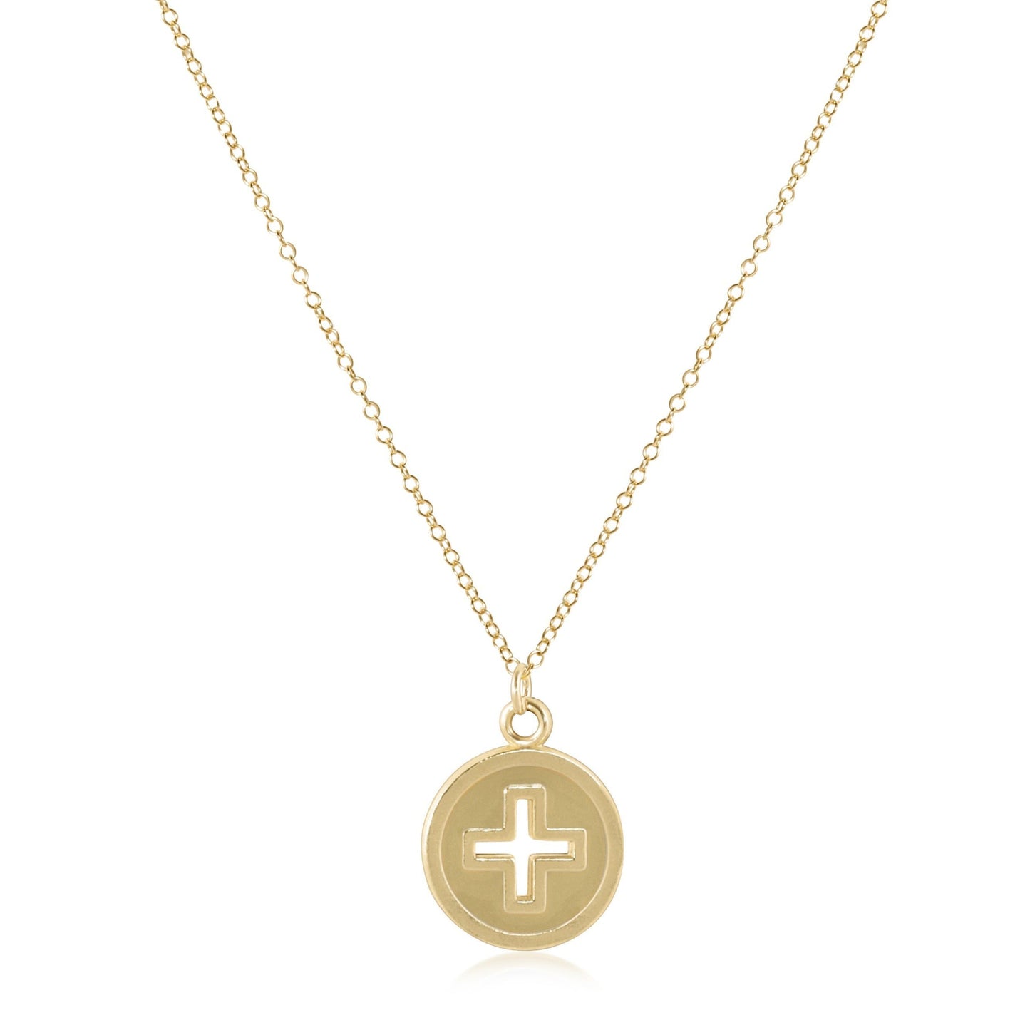 16" Necklace Gold | Signature Cross Gold Disc