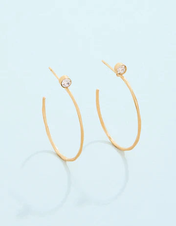 Ultrathin Hoop Earrings 24mm Crystal