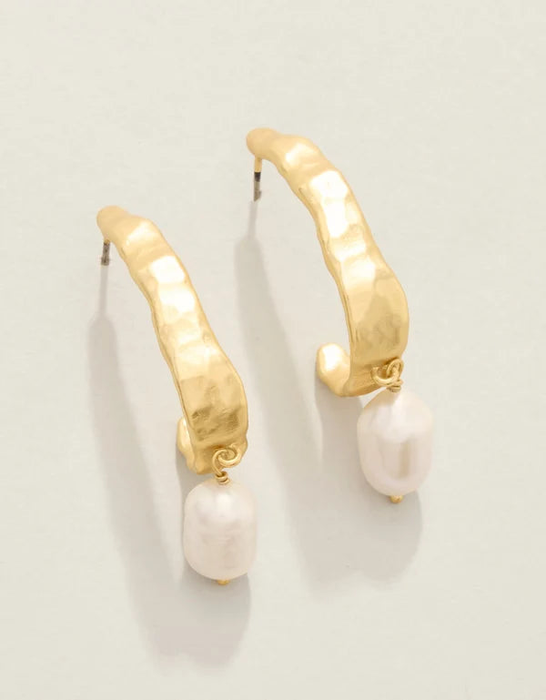 Tumbled Hoop Earrings Pearl