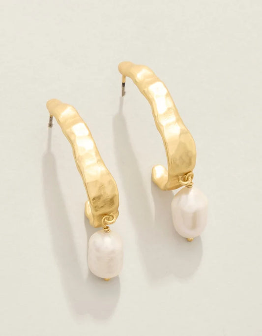 Tumbled Hoop Earrings Pearl