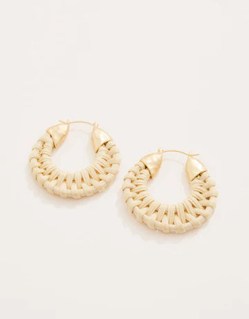 Wicker Hoop Earrings White