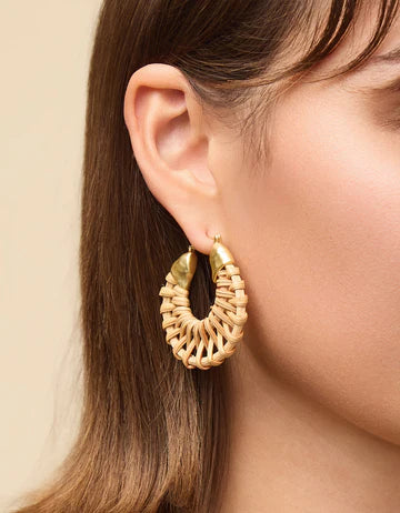 Wicker Hoop Earrings Natural
