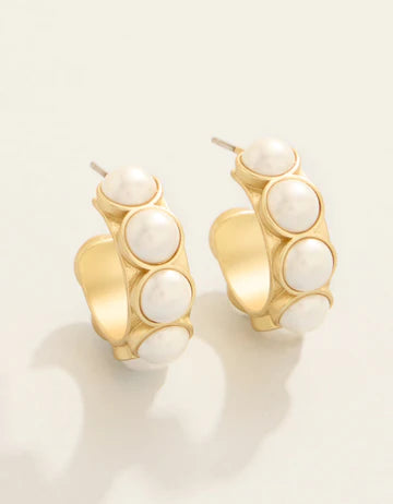Anna Petite Hoop Earrings Pearl
