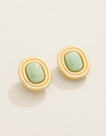 Castillo Stud Earrings Green Aventurine