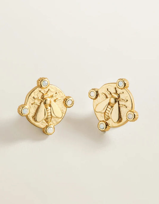 Curious Bee Stud Earrings Gold