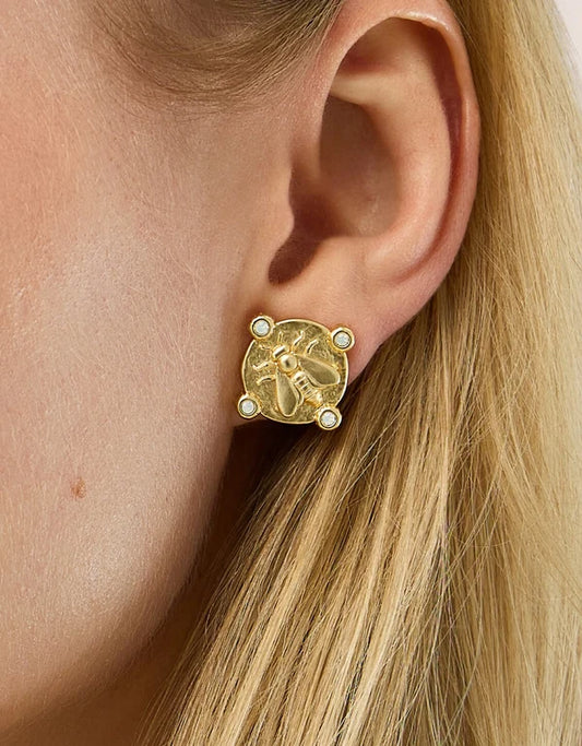 Curious Bee Stud Earrings Gold
