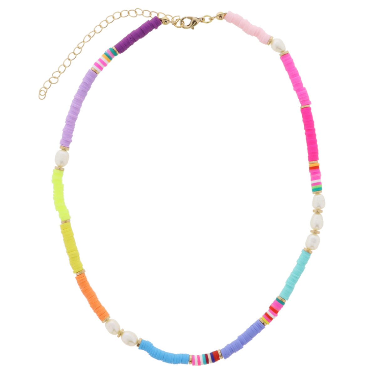 Multi Colorblock Sequin & Pearl Necklace